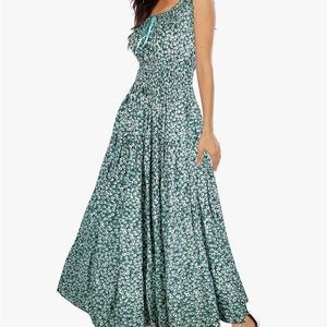 Flower print summer maxi dress